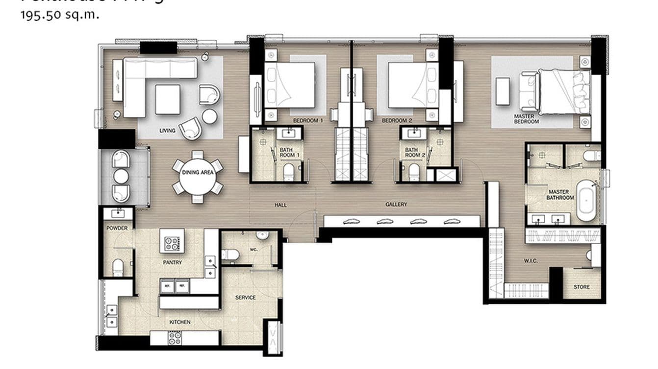 Floor plan 11 for Penthouse - 3BR