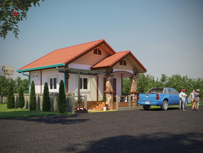 บ้านคอทเทจชั้นเดียว,บ้านคอทเทจ,บ้านสไตล์คอทเทจ,บ้านชั้นเดียวราคา 4 แสน,แบบบ้านราคาไม่เกิน 4 แสน