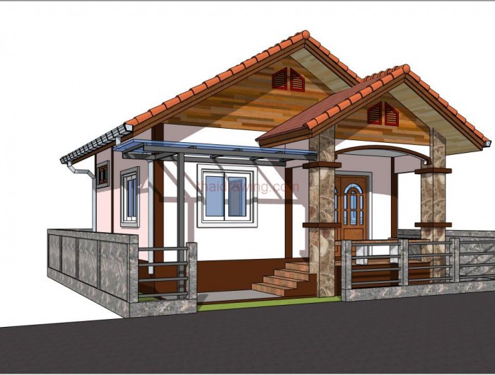 บ้านคอทเทจชั้นเดียว,บ้านคอทเทจ,บ้านสไตล์คอทเทจ,บ้านชั้นเดียวราคา 4 แสน,แบบบ้านราคาไม่เกิน 4 แสน