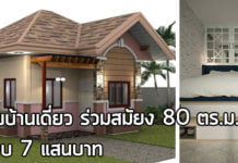 แบบบ้านเดี่ยว,บ้านชั้นเดียวราคา 7 แสน,สร้างบ้านชั้นเดียว,แบบบ้านขนาดเล็ก,บ้านสไตล์ร่วมสมัย